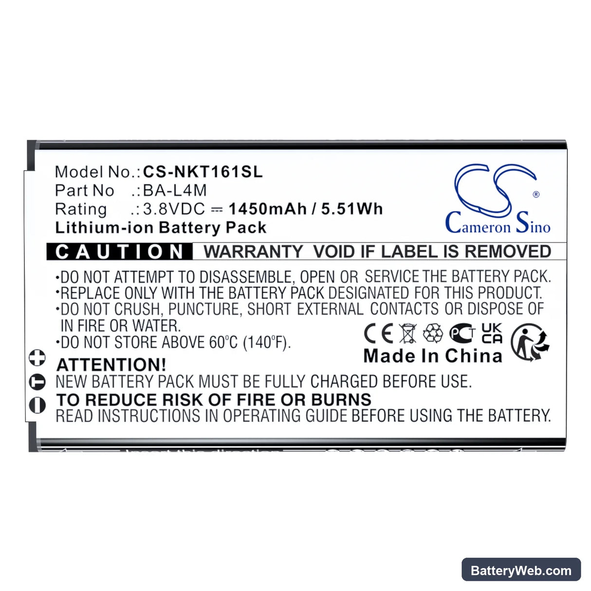 Nokia 220 4G Replacement Battery, 3.8V, 1450mAh, Li-ion 5