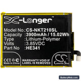Nokia 2.1 Replacement Battery, 3.85V, 3900mAh, Li-Polymer 3