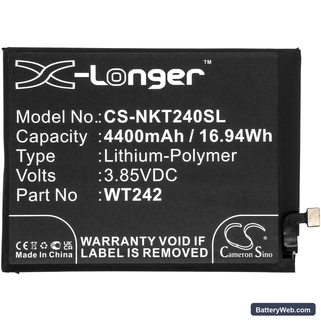 Nokia Nokia 2.4 Replacement Battery, 3.85V, 4400mAh, Li-Polymer 3
