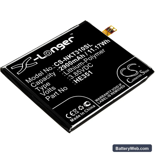 Nokia 3.1 Replacement Battery, 3.85V, 2900mAh, Li-Polymer 1