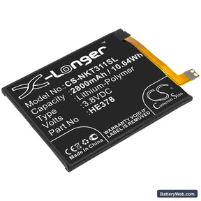 Nokia 3.1A Replacement Battery, 3.8V, 2800mAh, Li-Polymer 1