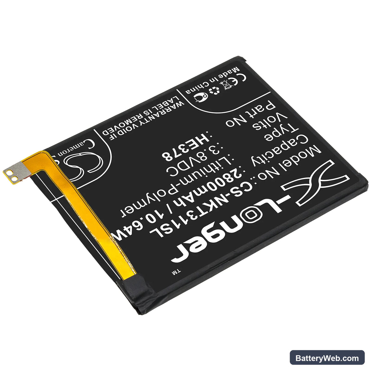 Nokia 3.1A Replacement Battery, 3.8V, 2800mAh, Li-Polymer 2