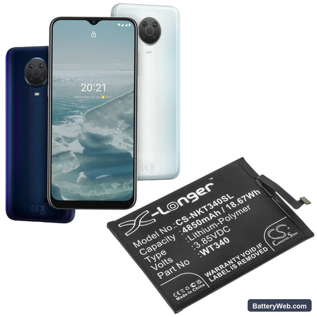 Nokia G10 Replacement Battery, 3.85V, 4850mAh, Li-Polymer 5