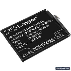 Nokia 7 Plus Replacement Battery, 3.85V, 3700mAh, Li-Polymer 1