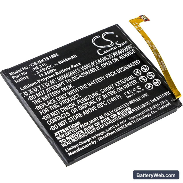 Nokia Nokia 6 2nd Replacement Battery, 3.85V, 3000mAh, Li-Polymer 1