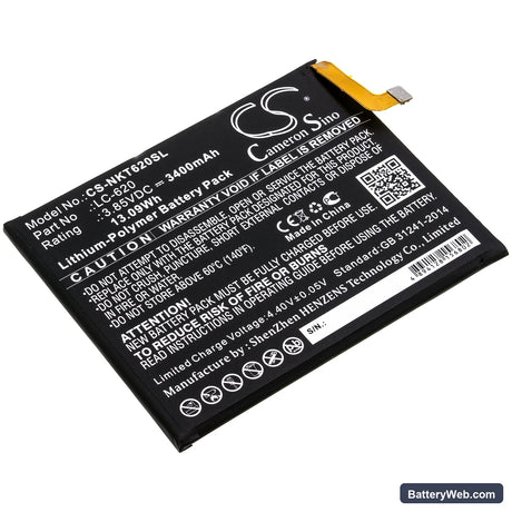 Nokia 6.2 Replacement Battery, 3.85V, 3400mAh, Li-Polymer 1
