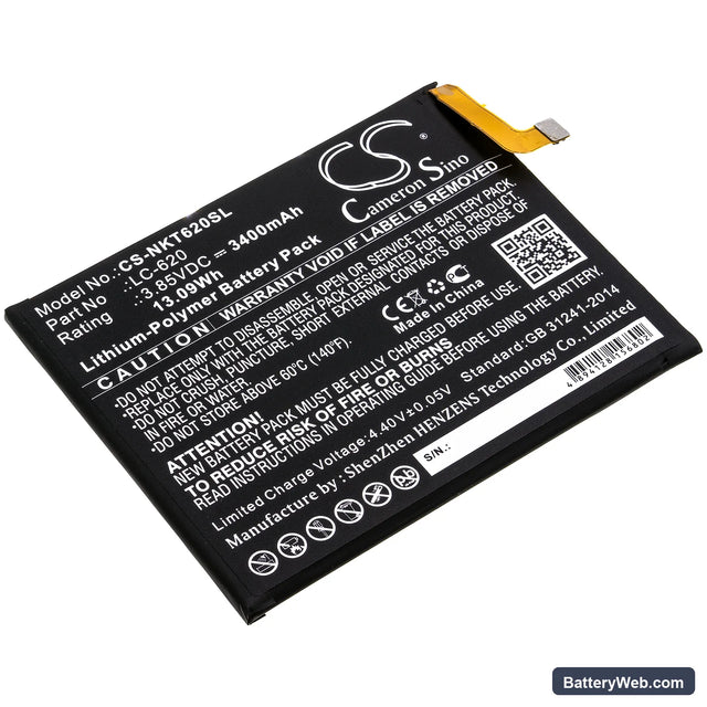 Nokia 6.2 Replacement Battery, 3.85V, 3400mAh, Li-Polymer 1