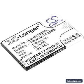 Nokia 6300 4G Replacement Battery, 3.7V, 1500mAh, Li-ion 1