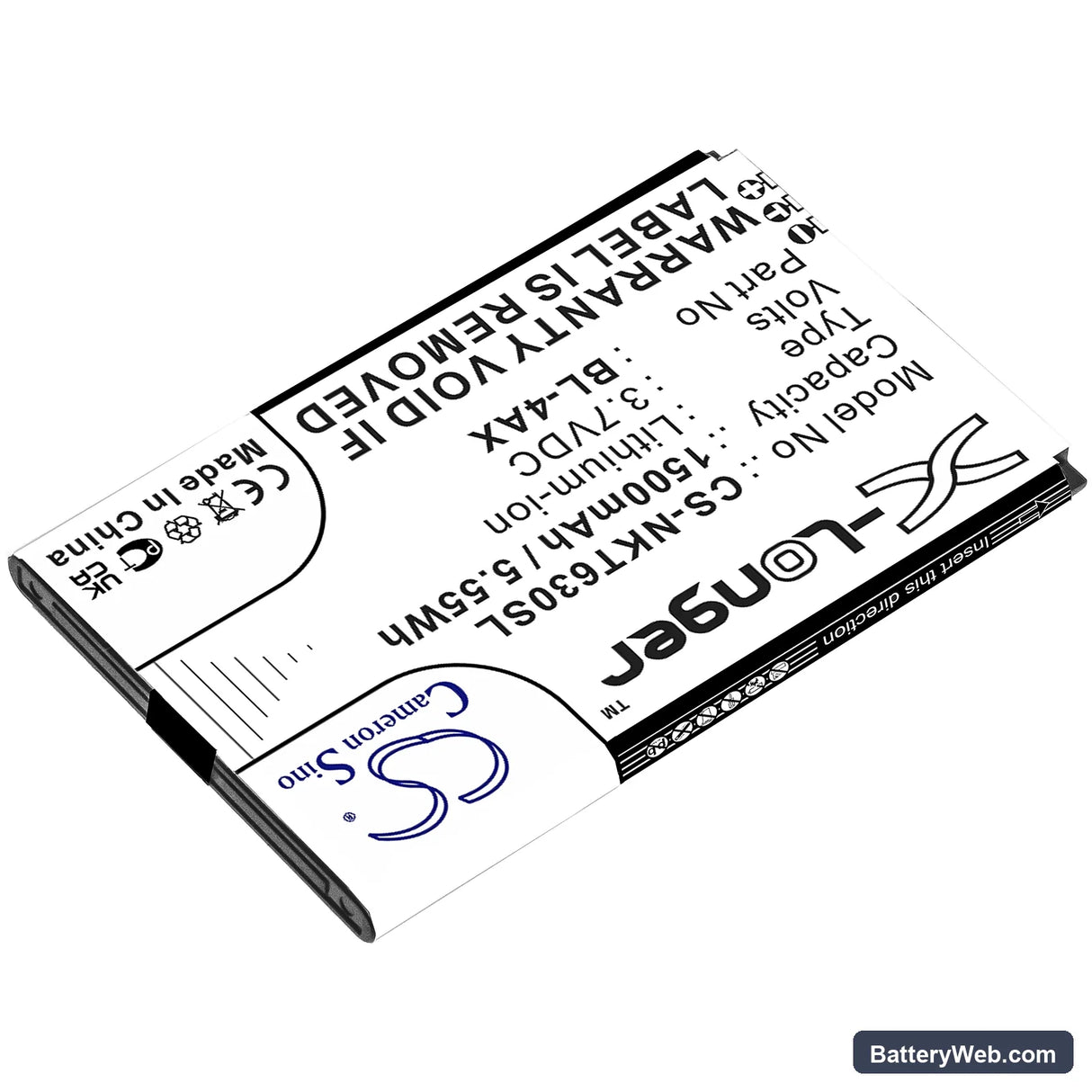 Nokia 6300 4G Replacement Battery, 3.7V, 1500mAh, Li-ion 2