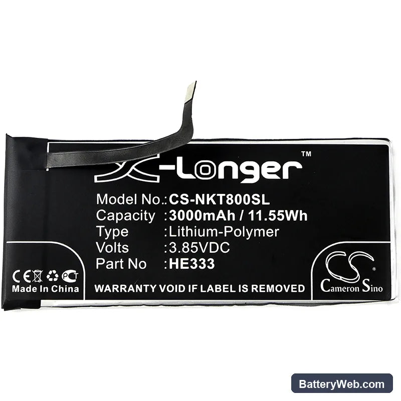 Nokia 8 Sirocco Replacement Battery, 3.85V, 3000mAh, Li-Polymer 3