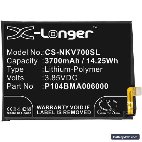 Nokia TA-1322 Replacement Battery, 3.85V, 3700mAh, Li-Polymer 3
