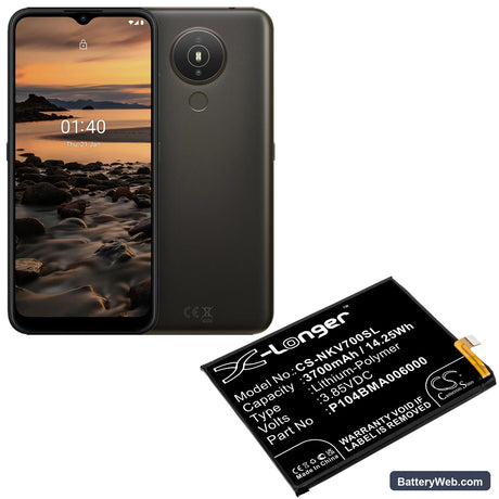 Nokia TA-1322 Replacement Battery, 3.85V, 3700mAh, Li-Polymer 5