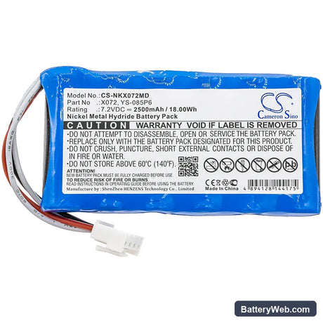 Nihon Kohden OLV-2700 Monitor Replacement Battery, 7.2V, 2500mAh, Ni-MH 3