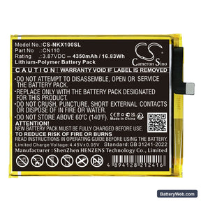 Nokia CX10 Replacement Battery, 3.87V, 4350mAh, Li-Polymer 1