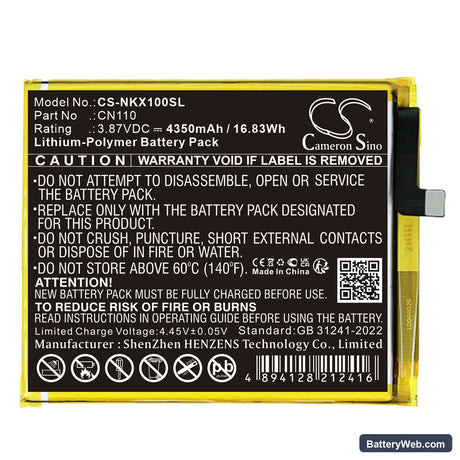 Nokia CX10 Replacement Battery, 3.87V, 4350mAh, Li-Polymer 1