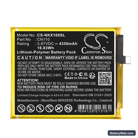 Nokia CX10 Replacement Battery, 3.87V, 4350mAh, Li-Polymer 3