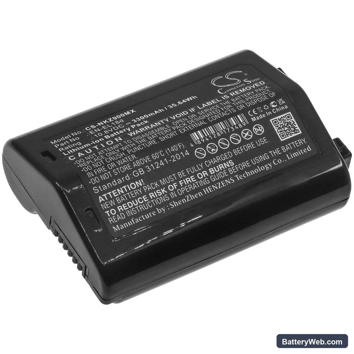 NiKon D6 Replacement Battery, 10.8V, 3300mAh, Li-ion 1