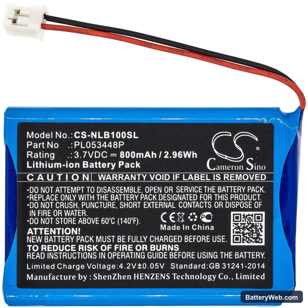 Nolan B5 Replacement Battery, 3.7V, 800mAh, Li-ion 3
