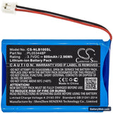 Nolan B5 Replacement Battery, 3.7V, 800mAh, Li-ion 3