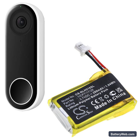 Nest Hello Replacement Battery, 3.7V, 280mAh, Li-Polymer 6