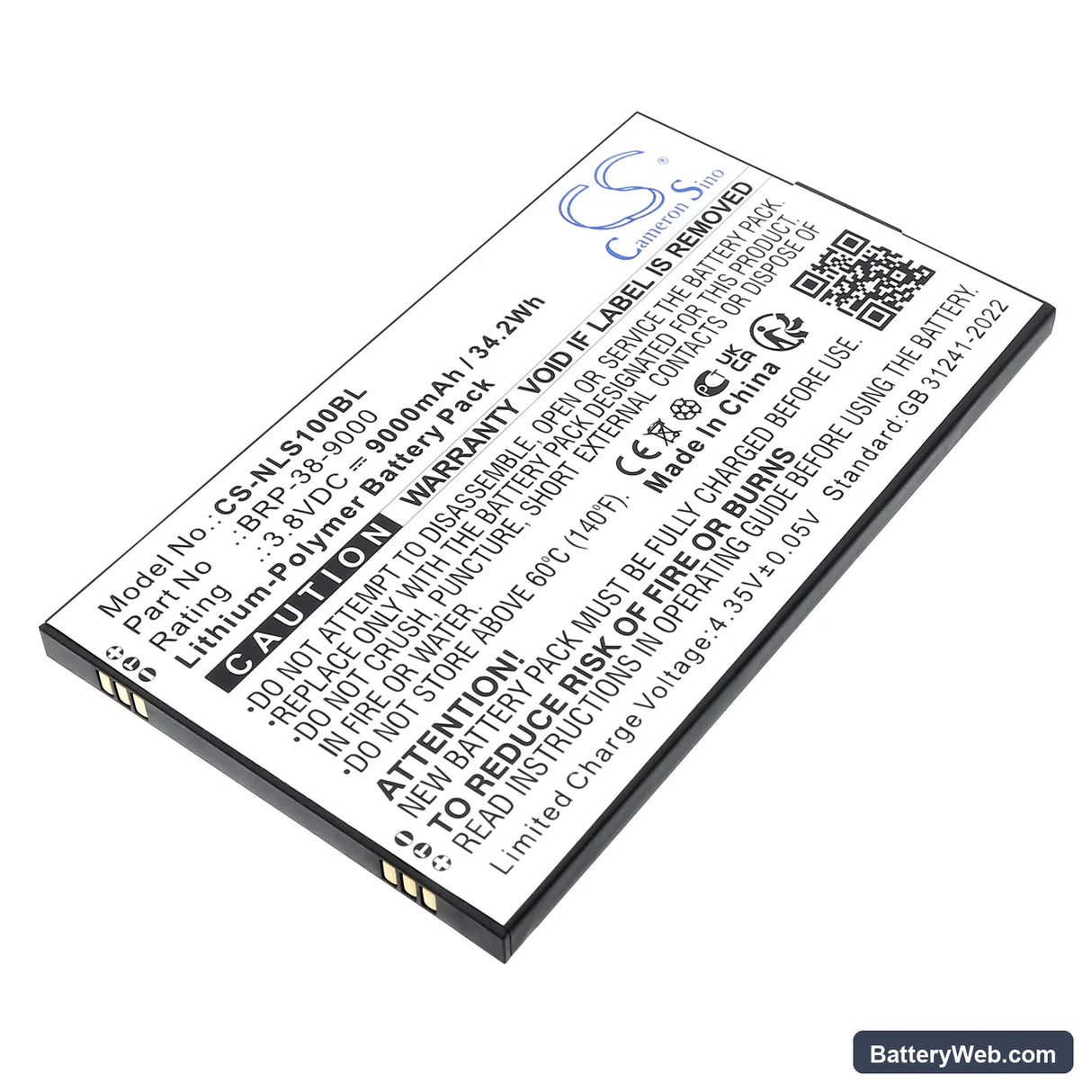 Newland SD100 Orion II MD Replacement Battery, 3.8V, 9000mAh, Li-Polymer 1