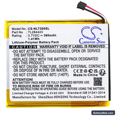 Nest Learning Thermostat 2nd Generation Replacement Battery, 3.7V, 380mAh, Li-Polymer 3