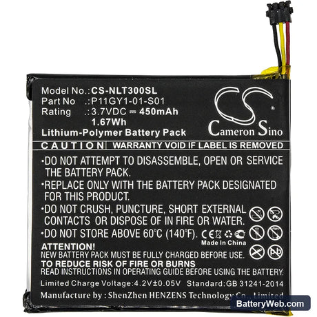 Nest Learning Thermostat T200577 Replacement Battery, 3.7V, 450mAh, Li-Polymer 3
