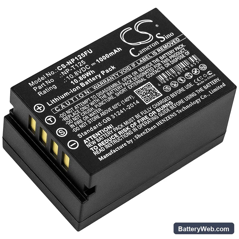 Fujifilm Medium Format GFX Replacement Battery, 10.8V, 1000mAh, Li-ion 1