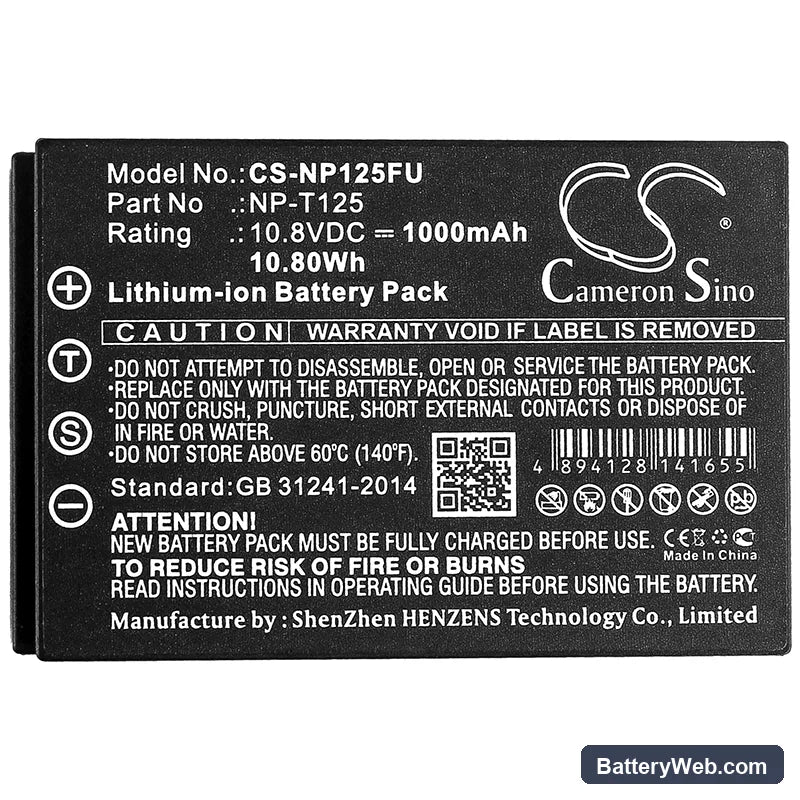 Fujifilm Medium Format GFX Replacement Battery, 10.8V, 1000mAh, Li-ion 3