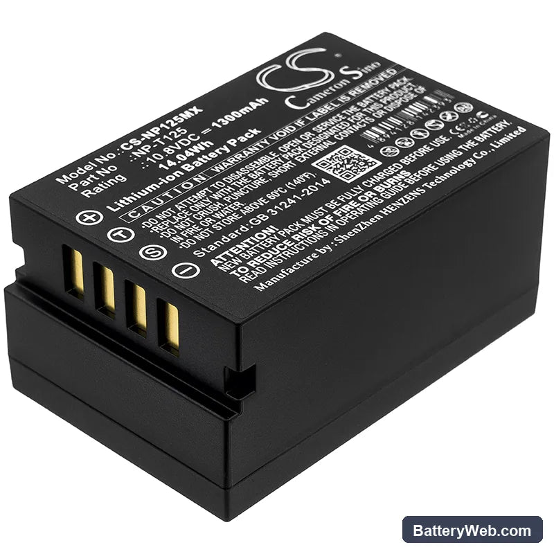 Fujifilm Medium Format GFX Replacement Battery, 10.8V, 1300mAh, Li-ion 1
