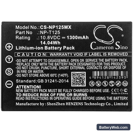 Fujifilm Medium Format GFX Replacement Battery, 10.8V, 1300mAh, Li-ion 3