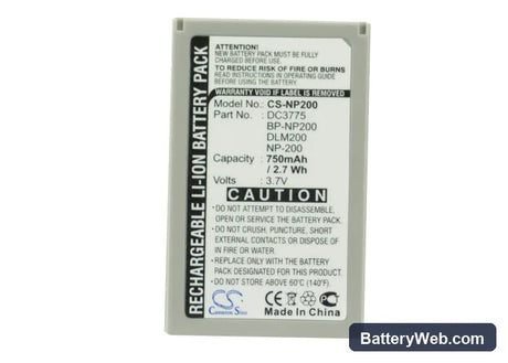 Minolta DiMAGE X Replacement Battery, 3.7V, 750mAh, Li-ion 5