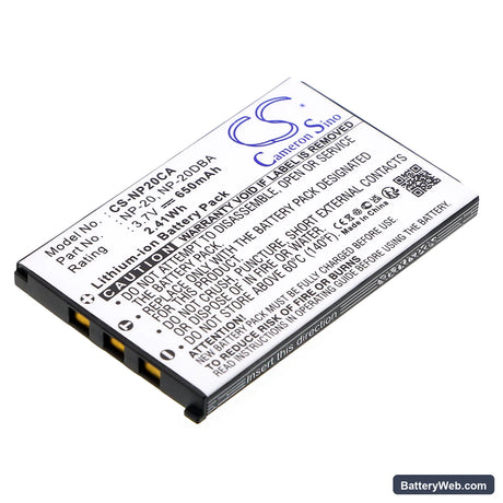 Casio Exilim EX-S770SR Replacement Battery, 3.7V, 650mAh, Li-ion 1