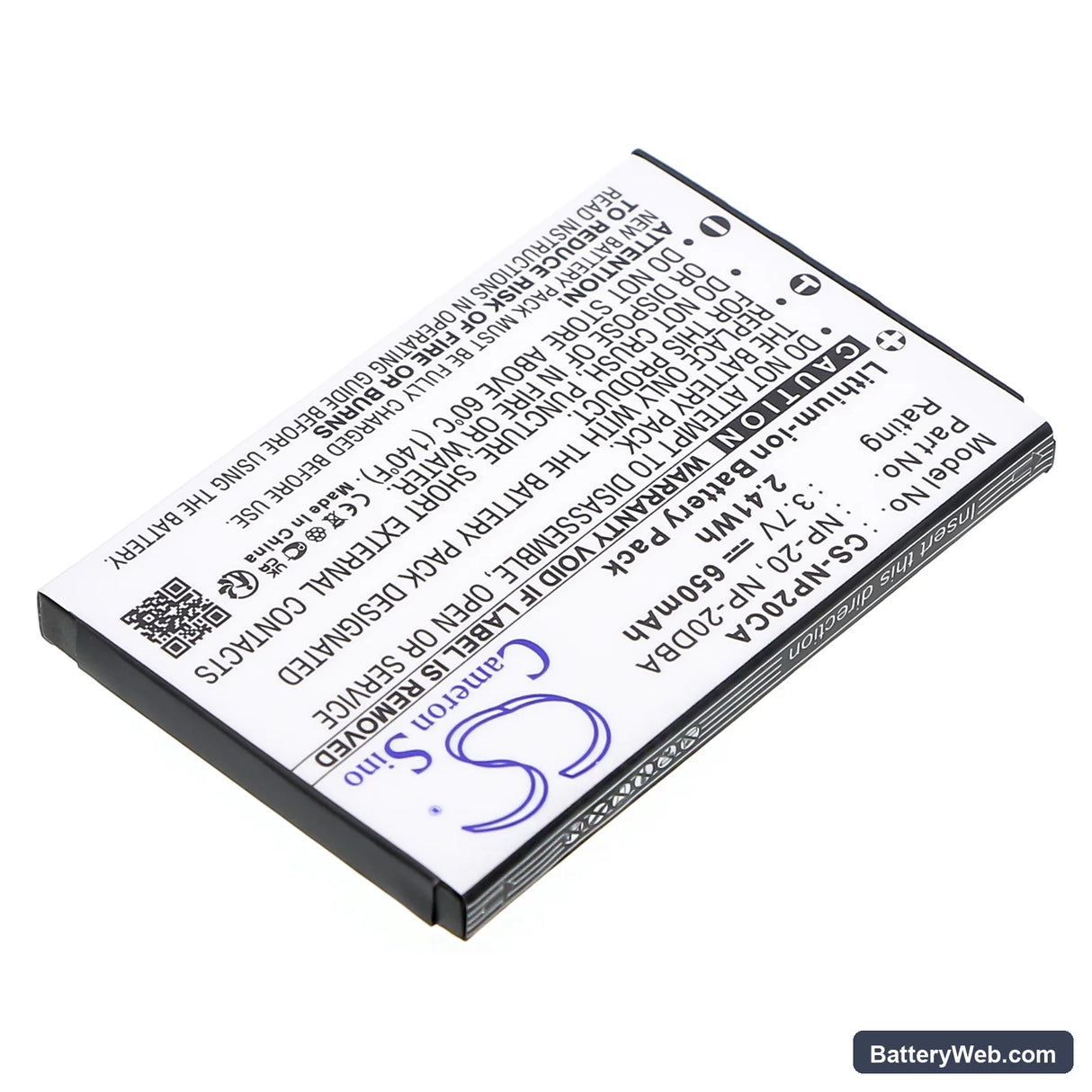 Casio Exilim EX-S770SR Replacement Battery, 3.7V, 650mAh, Li-ion 2