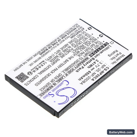 Casio Exilim EX-S770SR Replacement Battery, 3.7V, 650mAh, Li-ion 2