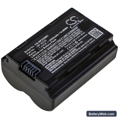 Fujifilm X-T4 Replacement Battery, 7.4V, 2000mAh, Li-ion 1