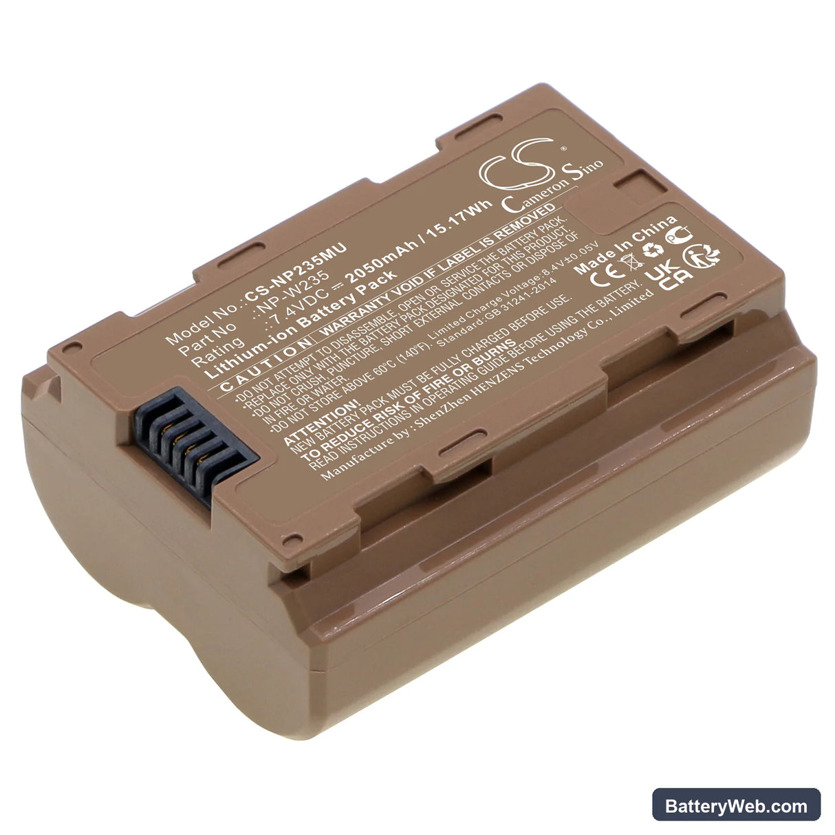 Fujifilm X-T4 Replacement Battery, 7.4V, 2050mAh, Li-ion 1