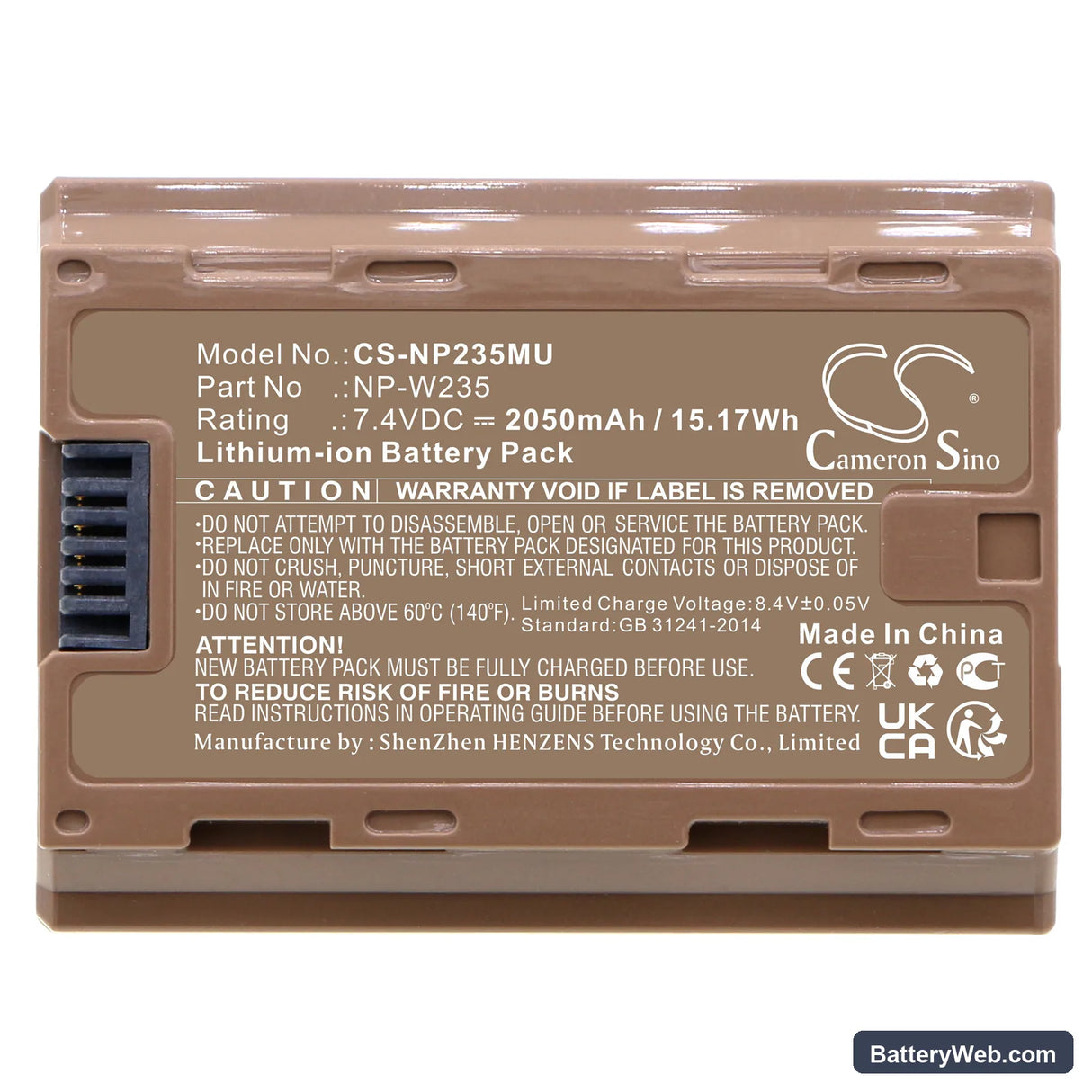 Fujifilm X-T4 Replacement Battery, 7.4V, 2050mAh, Li-ion 5