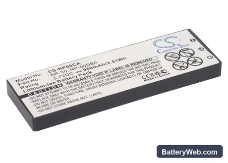 Casio Exilim EX-V8SR Replacement Battery, 3.7V, 950mAh, Li-ion 1