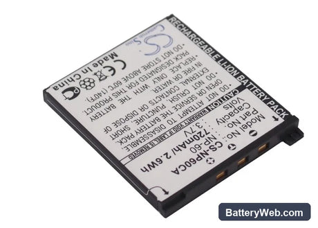 Casio Exilim Zoom EX-Z19 Replacement Battery, 3.7V, 720mAh, Li-ion 2