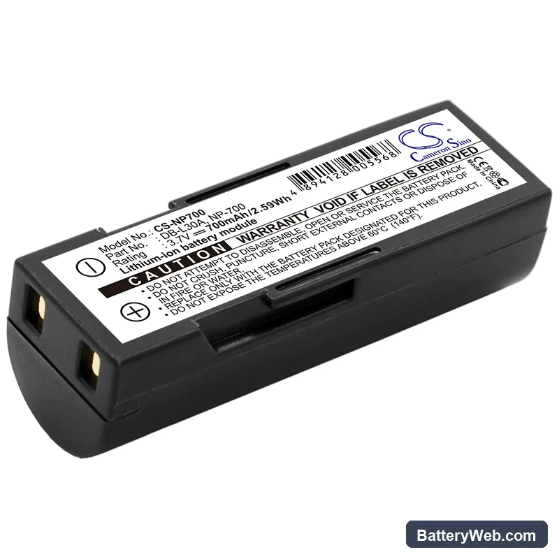Pentax Optio Z10 Replacement Battery, 3.7V, 700mAh, Li-ion 1