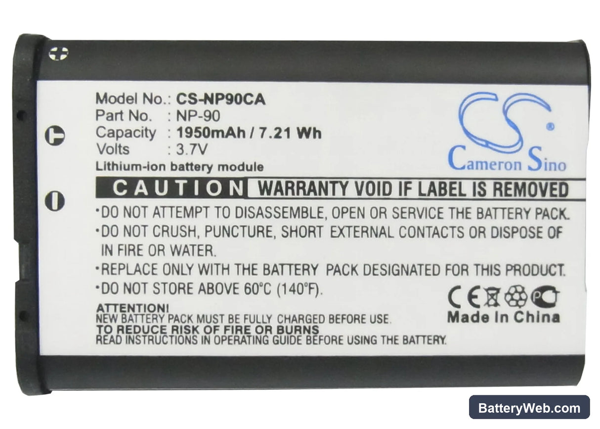 Casio Exilim EX-H10 Replacement Battery, 3.7V, 1950mAh, Li-ion 5