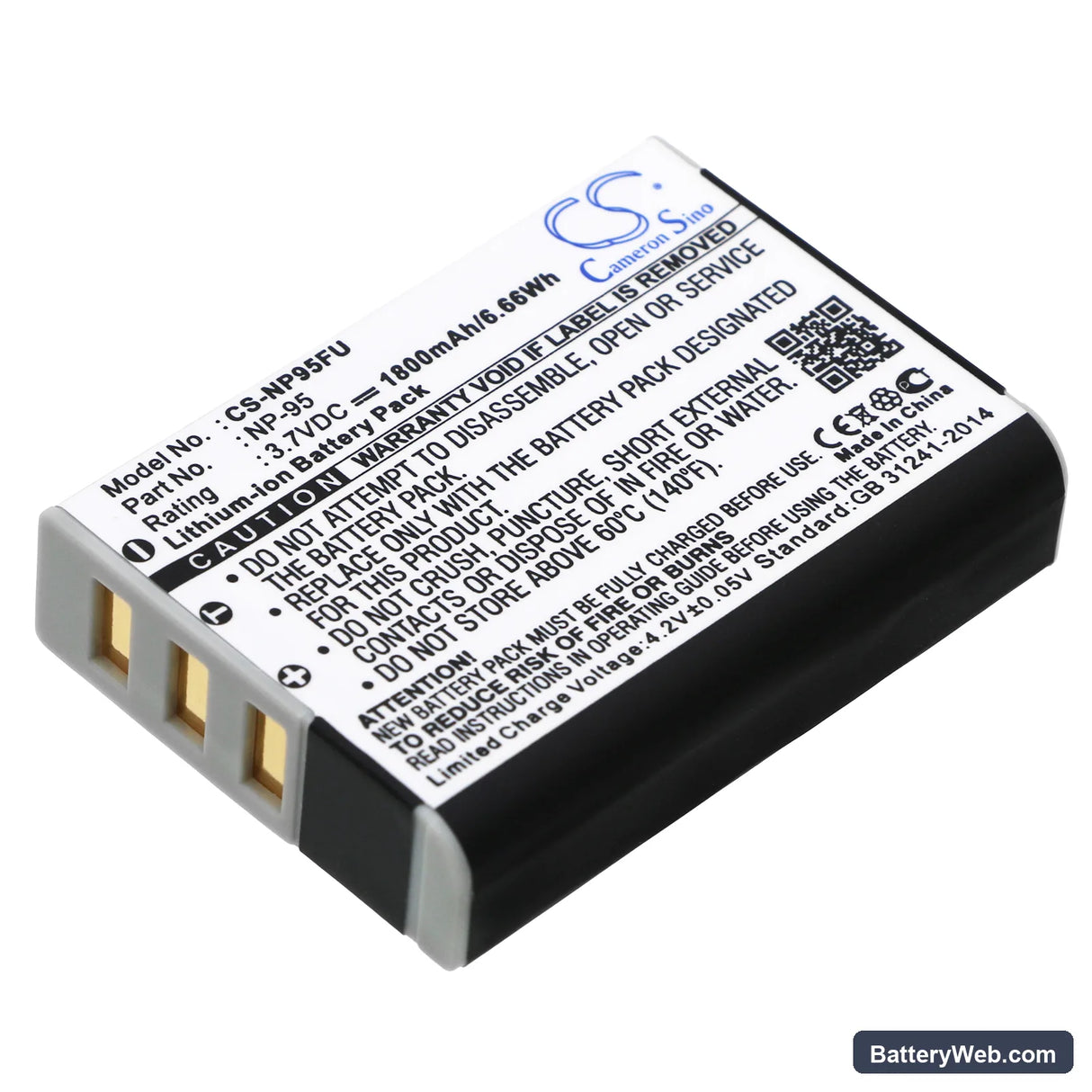 Fujifilm FinePix F30 Replacement Battery, 3.7V, 1800mAh, Li-ion 1