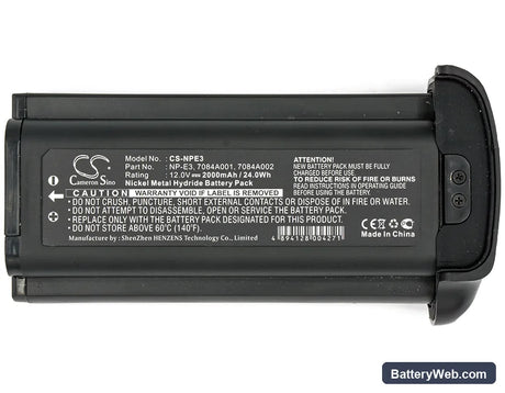 Canon EOS 1D Replacement Battery, 12V, 2000mAh, Ni-MH 3