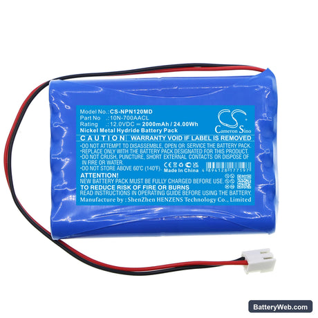 Nipro NCU-12 Replacement Battery, 12V, 2000mAh, Ni-MH 3