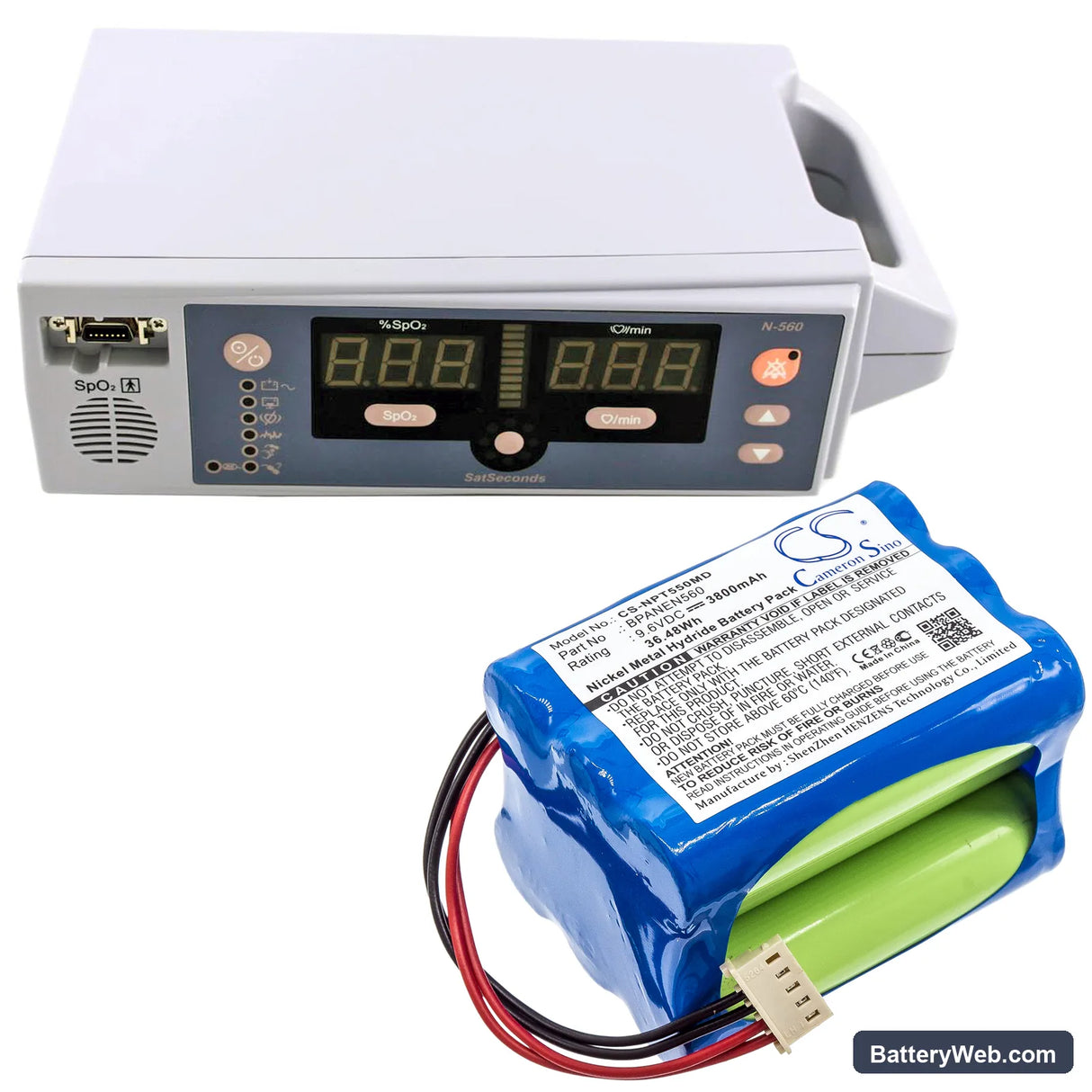 Mediana M6008-O Replacement Battery, 9.6V, 3800mAh, Ni-MH 6