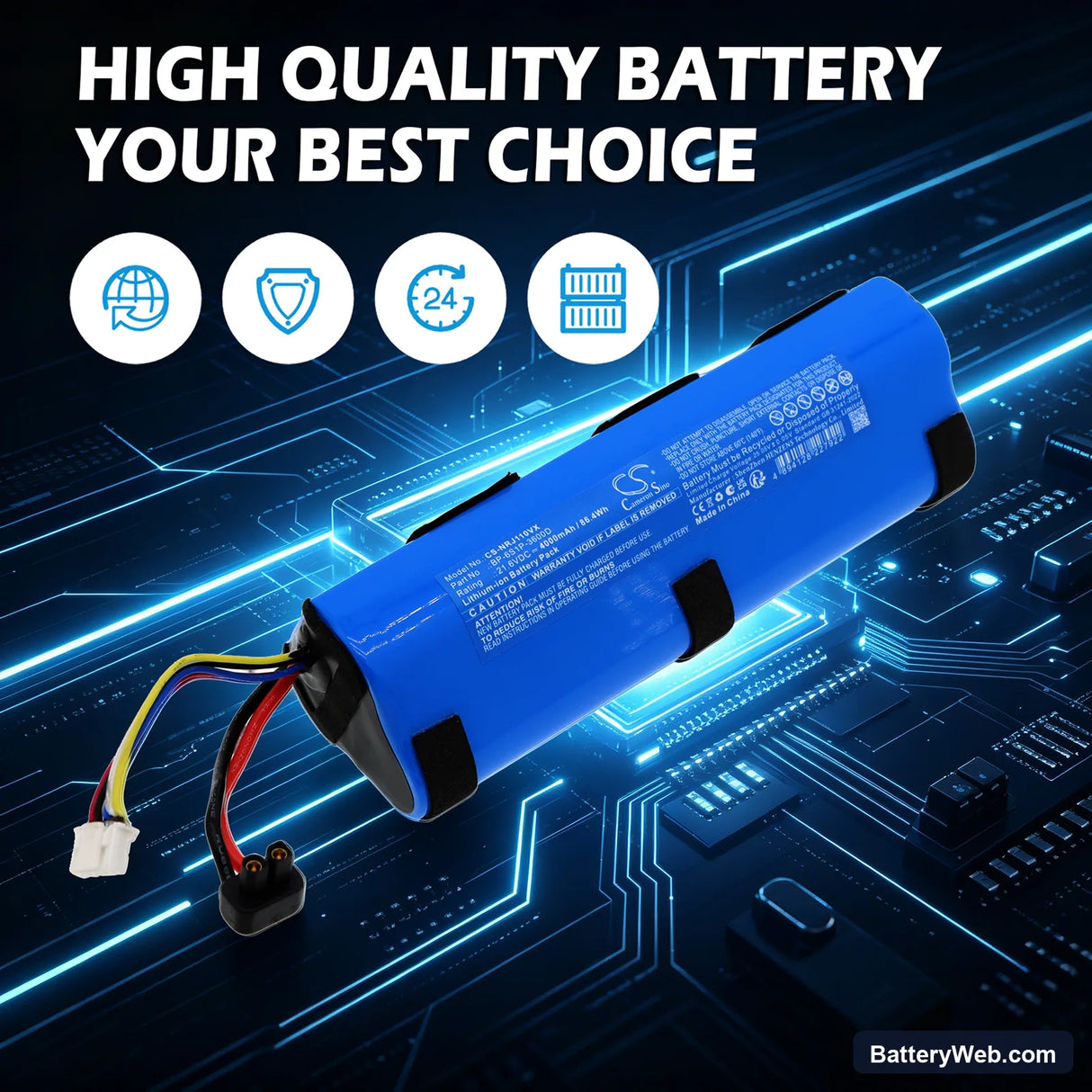 NARWAL DH2104CYJ Replacement Battery, 21.6V, 4000mAh, Li-ion 7