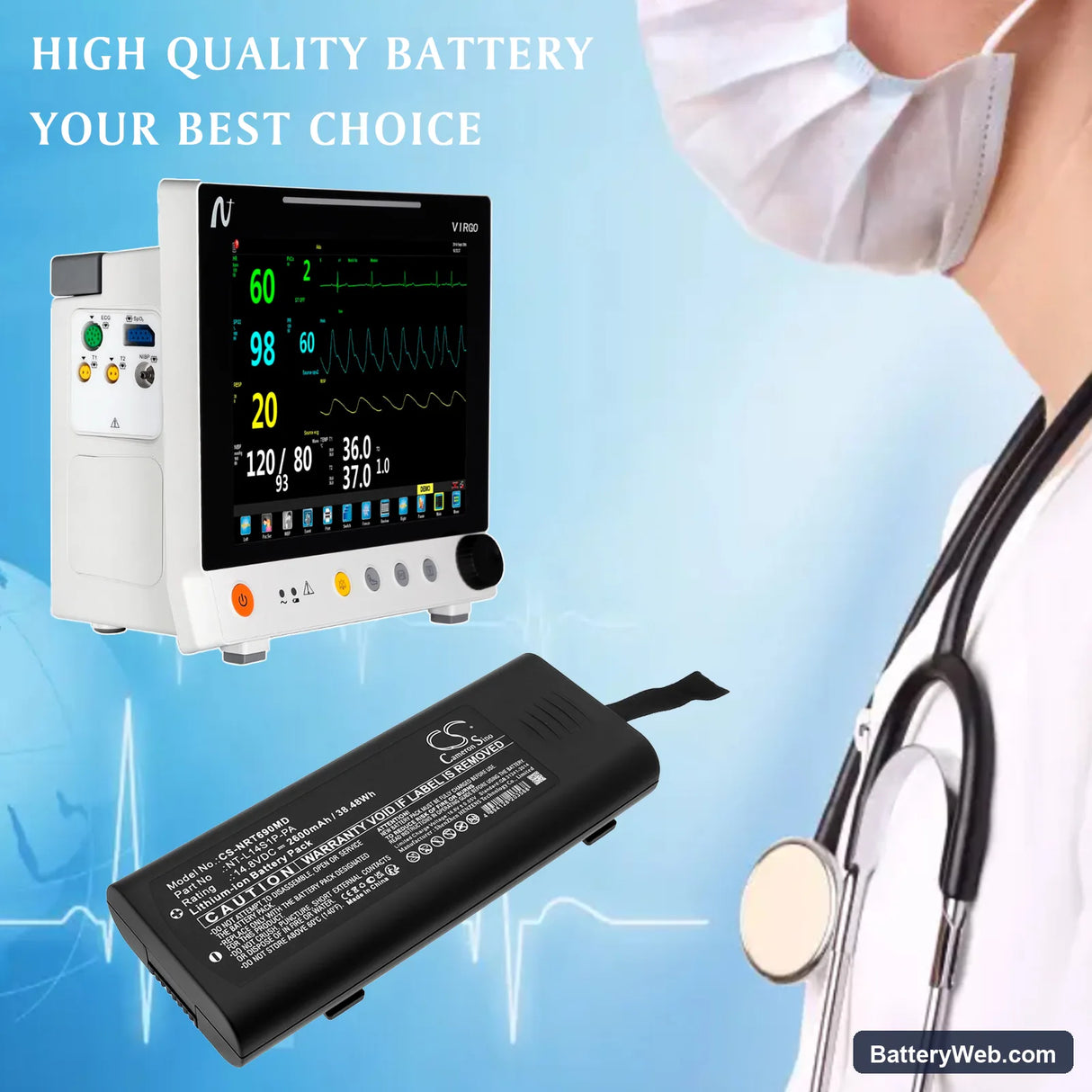 Northern Virgo Replacement Battery, 14.8V, 2600mAh, Li-ion 6