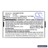 Inrico T310 Replacement Battery, 3.7V, 2900mAh, Li-Polymer 3