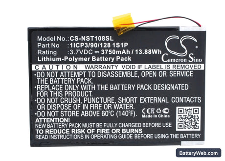 Nuvision Nuvision 10.1" Replacement Battery, 3.7V, 3750mAh, Li-Polymer 5